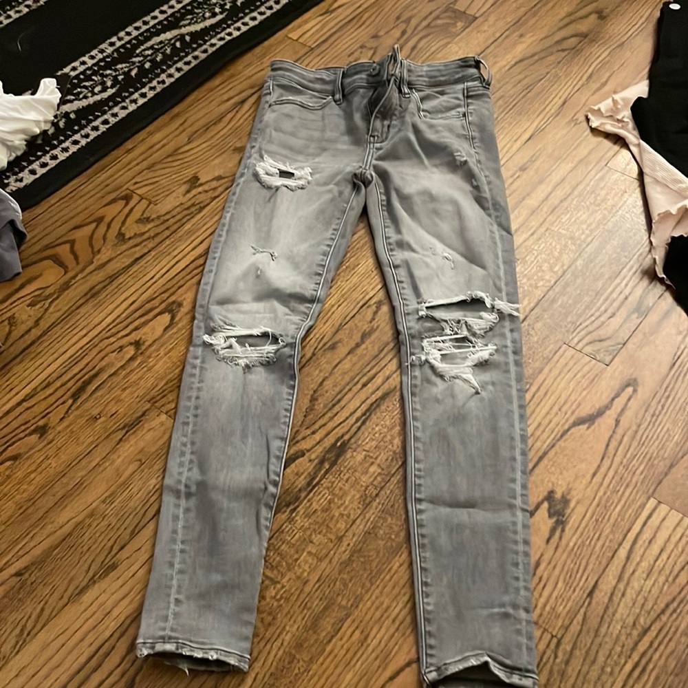 Gray stretchy jeans
